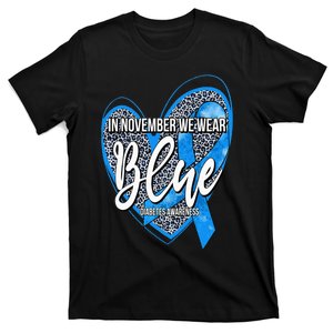 In November We Wear Blue Diabetes Awareness Month Leopard T-Shirt