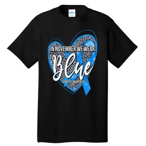 In November We Wear Blue Diabetes Awareness Month Leopard Tall T-Shirt