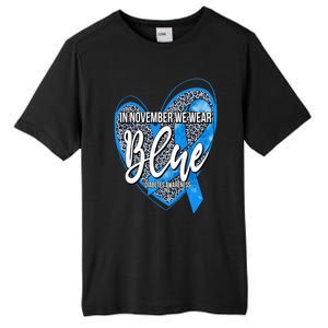 In November We Wear Blue Diabetes Awareness Month Leopard Tall Fusion ChromaSoft Performance T-Shirt