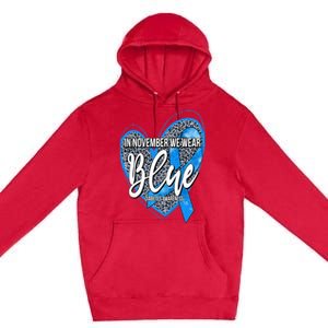 In November We Wear Blue Diabetes Awareness Month Leopard Premium Pullover Hoodie