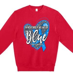 In November We Wear Blue Diabetes Awareness Month Leopard Premium Crewneck Sweatshirt