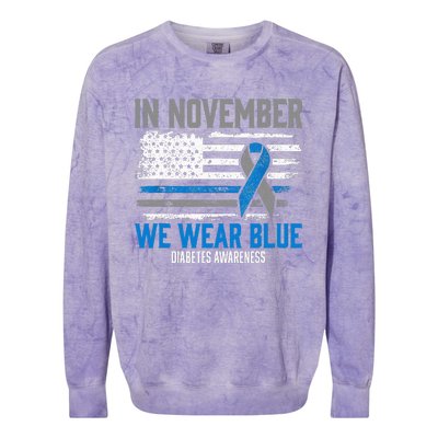 In November We Wear Blue T1D T2D Diabetic Diabetes Awareness Colorblast Crewneck Sweatshirt