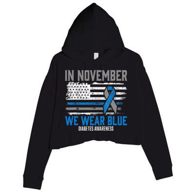 In November We Wear Blue T1D T2D Diabetic Diabetes Awareness Crop Fleece Hoodie