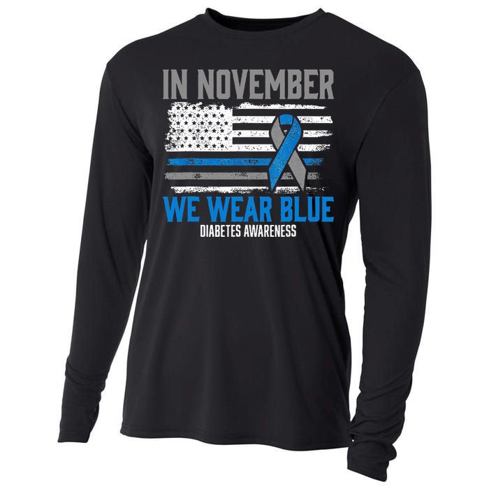 In November We Wear Blue T1D T2D Diabetic Diabetes Awareness Cooling Performance Long Sleeve Crew