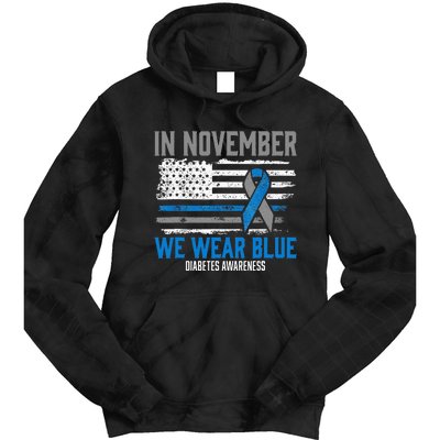 In November We Wear Blue T1D T2D Diabetic Diabetes Awareness Tie Dye Hoodie