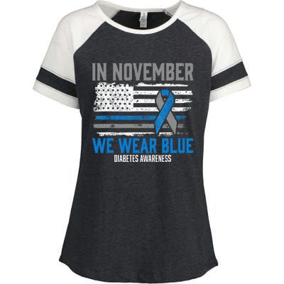 In November We Wear Blue T1D T2D Diabetic Diabetes Awareness Enza Ladies Jersey Colorblock Tee