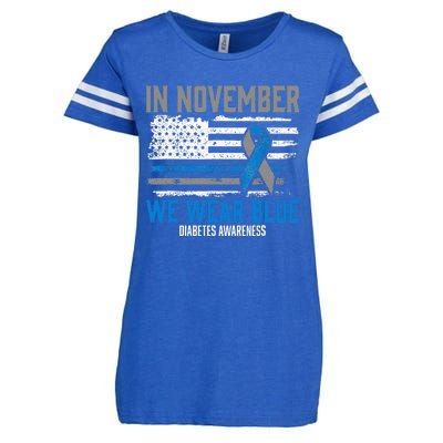 In November We Wear Blue T1D T2D Diabetic Diabetes Awareness Enza Ladies Jersey Football T-Shirt