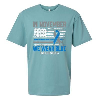 In November We Wear Blue T1D T2D Diabetic Diabetes Awareness Sueded Cloud Jersey T-Shirt