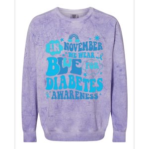 In November We Wear Blue Rainbow Ribbon Diabetes Awareness Colorblast Crewneck Sweatshirt