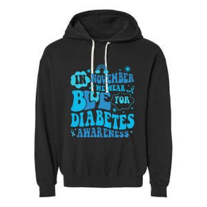 In November We Wear Blue Rainbow Ribbon Diabetes Awareness Garment-Dyed Fleece Hoodie