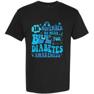 In November We Wear Blue Rainbow Ribbon Diabetes Awareness Garment-Dyed Heavyweight T-Shirt