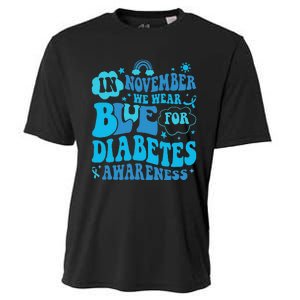 In November We Wear Blue Rainbow Ribbon Diabetes Awareness Cooling Performance Crew T-Shirt