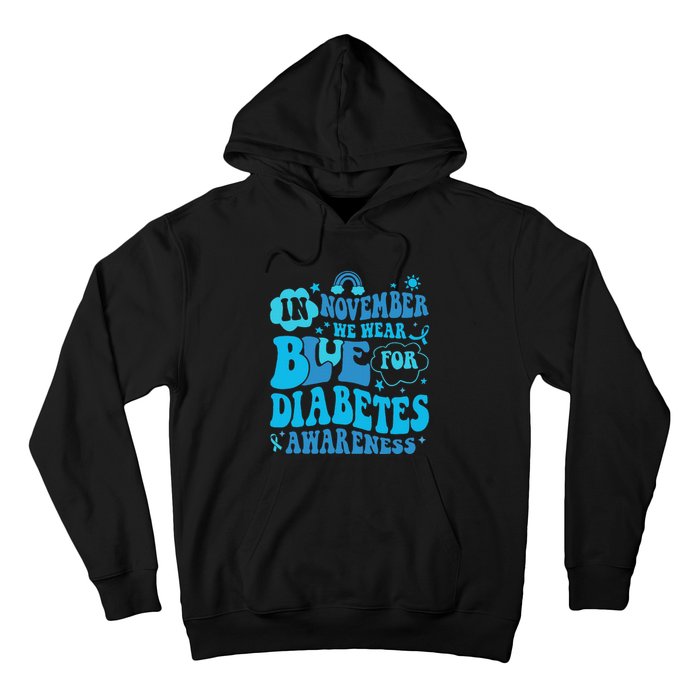 In November We Wear Blue Rainbow Ribbon Diabetes Awareness Hoodie