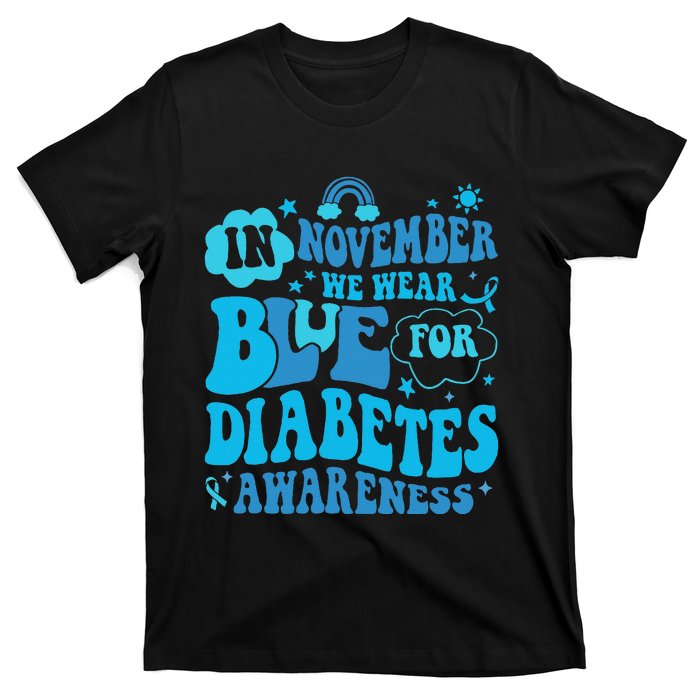 In November We Wear Blue Rainbow Ribbon Diabetes Awareness T-Shirt