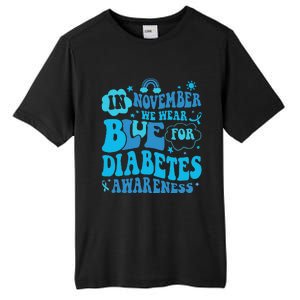 In November We Wear Blue Rainbow Ribbon Diabetes Awareness Tall Fusion ChromaSoft Performance T-Shirt