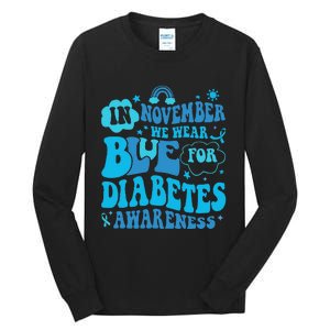 In November We Wear Blue Rainbow Ribbon Diabetes Awareness Tall Long Sleeve T-Shirt