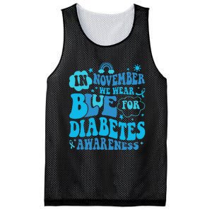 In November We Wear Blue Rainbow Ribbon Diabetes Awareness Mesh Reversible Basketball Jersey Tank