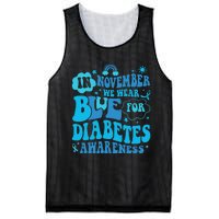 In November We Wear Blue Rainbow Ribbon Diabetes Awareness Mesh Reversible Basketball Jersey Tank