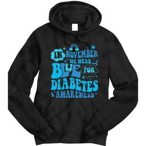 In November We Wear Blue Rainbow Ribbon Diabetes Awareness Tie Dye Hoodie