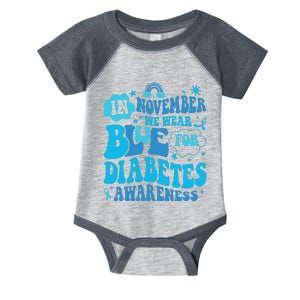 In November We Wear Blue Rainbow Ribbon Diabetes Awareness Infant Baby Jersey Bodysuit