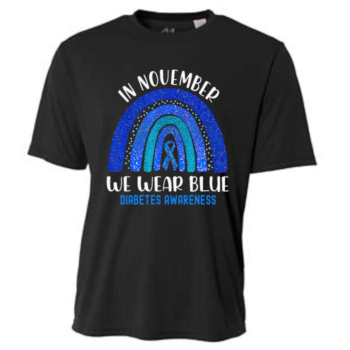 In November We Wear Blue Rainbow Diabetes Awareness Cooling Performance Crew T-Shirt