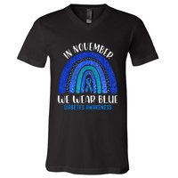 In November We Wear Blue Rainbow Diabetes Awareness V-Neck T-Shirt