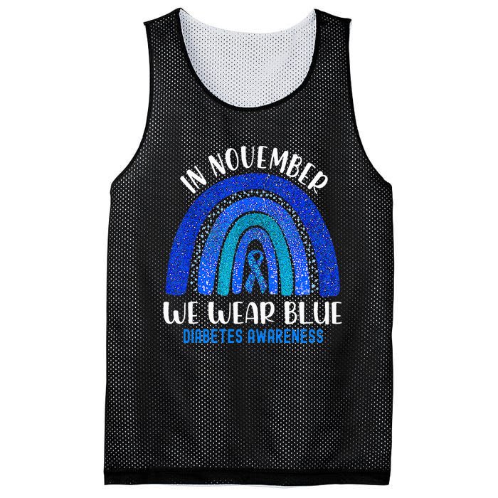 In November We Wear Blue Rainbow Diabetes Awareness Mesh Reversible Basketball Jersey Tank