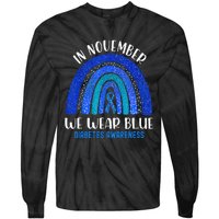 In November We Wear Blue Rainbow Diabetes Awareness Tie-Dye Long Sleeve Shirt