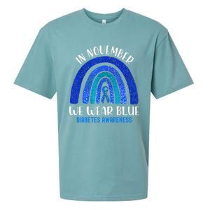 In November We Wear Blue Rainbow Diabetes Awareness Sueded Cloud Jersey T-Shirt