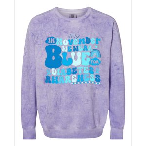 In November We Wear Blue Groovy Diabetic Diabetes Awareness Colorblast Crewneck Sweatshirt