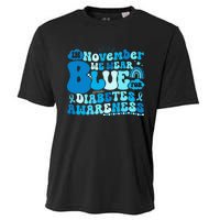 In November We Wear Blue Groovy Diabetic Diabetes Awareness Cooling Performance Crew T-Shirt