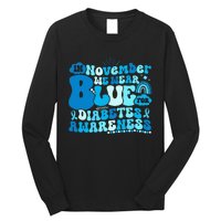 In November We Wear Blue Groovy Diabetic Diabetes Awareness Long Sleeve Shirt