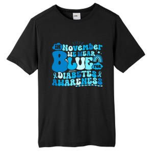 In November We Wear Blue Groovy Diabetic Diabetes Awareness Tall Fusion ChromaSoft Performance T-Shirt