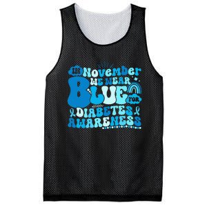 In November We Wear Blue Groovy Diabetic Diabetes Awareness Mesh Reversible Basketball Jersey Tank