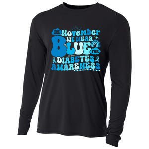 In November We Wear Blue Groovy Diabetic Diabetes Awareness Cooling Performance Long Sleeve Crew