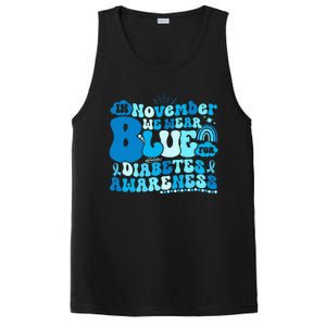 In November We Wear Blue Groovy Diabetic Diabetes Awareness PosiCharge Competitor Tank