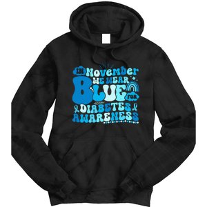 In November We Wear Blue Groovy Diabetic Diabetes Awareness Tie Dye Hoodie