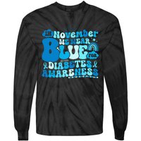 In November We Wear Blue Groovy Diabetic Diabetes Awareness Tie-Dye Long Sleeve Shirt