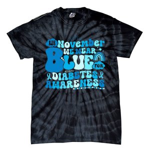 In November We Wear Blue Groovy Diabetic Diabetes Awareness Tie-Dye T-Shirt