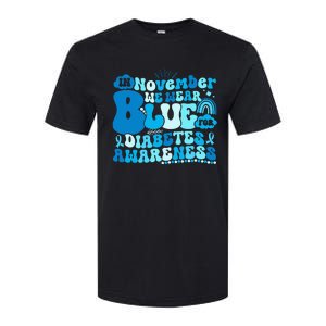 In November We Wear Blue Groovy Diabetic Diabetes Awareness Softstyle CVC T-Shirt