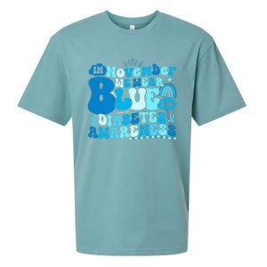 In November We Wear Blue Groovy Diabetic Diabetes Awareness Sueded Cloud Jersey T-Shirt