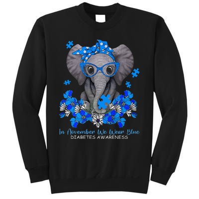 In November We Wear Blue Elephant Diabetes Awareness Gifts Sweatshirt