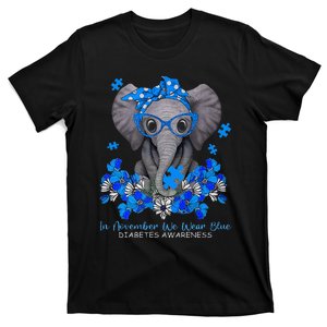 In November We Wear Blue Elephant Diabetes Awareness Gifts T-Shirt