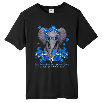 In November We Wear Blue Elephant Diabetes Awareness Gifts Tall Fusion ChromaSoft Performance T-Shirt