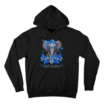 In November We Wear Blue Elephant Diabetes Awareness Gifts Tall Hoodie