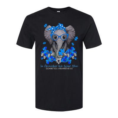 In November We Wear Blue Elephant Diabetes Awareness Gifts Softstyle CVC T-Shirt