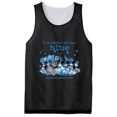 In November We Wear Blue Truck Diabetes Awareness Mesh Reversible Basketball Jersey Tank