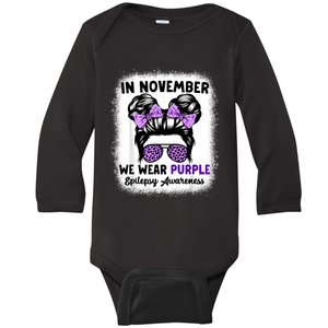 In November We Wear Purple Epilepsy Awareness Women Epilepsy Baby Long Sleeve Bodysuit