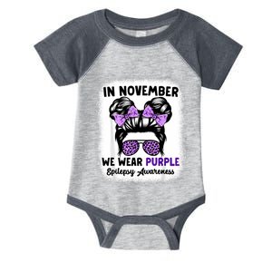 In November We Wear Purple Epilepsy Awareness Women Epilepsy Infant Baby Jersey Bodysuit