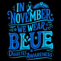 In November We Wear Blue Diabetes Awareness Drawstring Bag